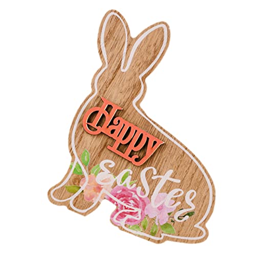 Zerodeko Kaninchen-Holzverzierung Hausdekoration abgestuftes Tablettdekor Korb Easter Bunny Easter Decoration Table Tischhasen zu Ostern basteln Desktop-Kaninchen-Schild-Ornament von Zerodeko