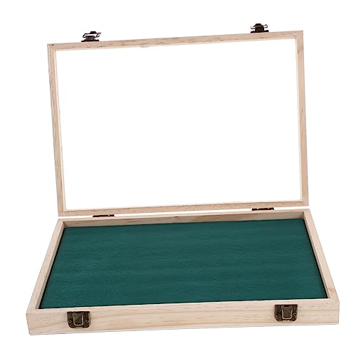 Zerodeko Kasten Schmucktablett-vitrine Manschettenknopfbox Mit Fenster Schmuckschatulle Mit Glasplatte Topcase Aus Holz Und Glas Halskettenvitrine Baumwolle Ringschachtel Reisen Ohrringe von Zerodeko