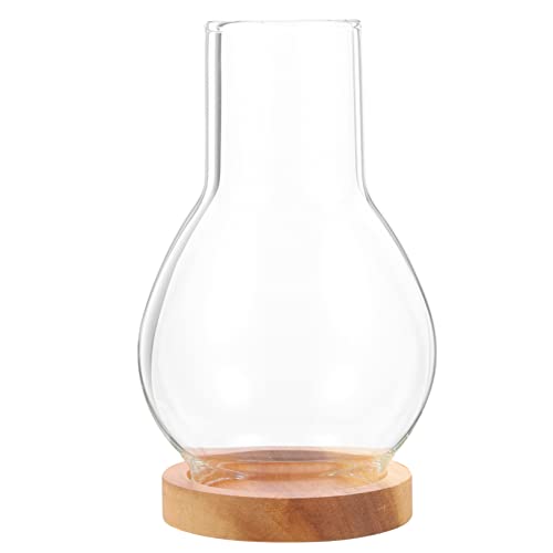 Zerodeko Kerzenglas Lampenschirm Romantic kerzenhalter Candace Ayers kerzenständer Candle Liner klare Vase Kerzenschirm mit Sockel Kerzenschirme aus klarem Glas dekorativer Glashalter Holz von Zerodeko