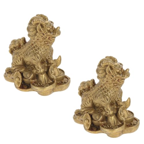 Zerodeko Kupferfigur Statue Tierstatue Wohnkultur Mini Paar für Feng Shui Chinesischer Drachen Schmuck von Zerodeko