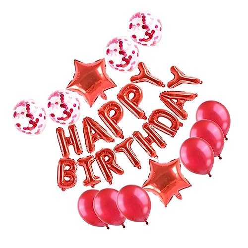 Zerodeko Luftballons Set Rote Hochzeits Und Geburtstagsballons Happy Birthday Ballons Einfarbige Und Glänzende Ballons Fünfzackstern Party von Zerodeko