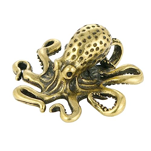 Zerodeko Messing Krake Krabbe Plüsch Krake Zeug Dekorative Figuren Gold Ornamente Krake Becherhalter Mini Krake Skulptur Krake Aquarium Ornamente Dekoration Squid Reaper Golden von Zerodeko