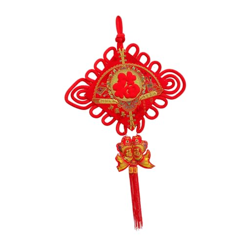 Zerodeko Ornament Chinesische Laternen Glyzinien Chinesische Kunstdekorationen Jahr Dekorationen Herbstdeko Hausdekorationen Für Zu Hause Girlande Knotenquastenbehänge Kawaii Rot Flanell von Zerodeko