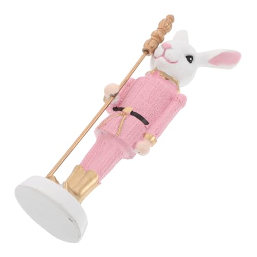 Zerodeko Osterhasen-Ornamente Hasen-Stirnband Kostüm Hase Hasen Dekorationen Heimdekorationen Geweih Kaninchen Prop Kaninchen Kuchendekoration Beflocktes Hasendekor Hasenfiguren Harz Rosa von Zerodeko