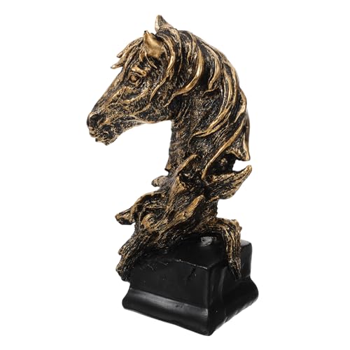 Zerodeko Pferdekopfschmuck Tischfiguren Pferdefigur Dekorationen für zu Hause Büro-Schreibtisch-Dekor Mini-Tierfiguren bürodeko büro Dekoration Heimdekoration Desktop-Dekoration Golden von Zerodeko