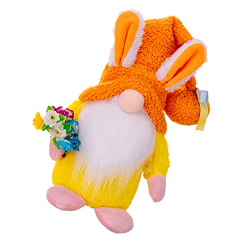 Zerodeko Rudolf Mit Hasenohren Stickig Figur Hase Plüsch Süßer Plüsch Kleines Mädchen Gnom Gartenzwerg Hasenspielzeug Kuscheltier Plüschtiere Puppe Zwerge Plüschstoffe Orange von Zerodeko