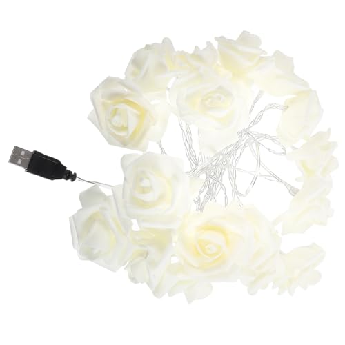 Zerodeko Saite 3 LED-Rosenlampe Gold Dekoration Dekorativ Blumen Lichterketten USB-Rosenlichter Rosenbaumlampe Neon Befestigung Kerzen Fee funkelnd LED Rosenlichterkette Plastik Weiß von Zerodeko