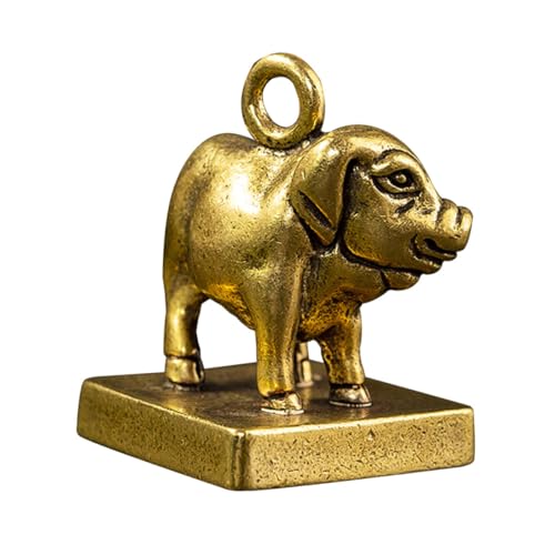 Zerodeko Schweinchen-Ornament Aus Messing Sternzeichen Anhänger Figuren Artikel Musical Stempel Streich Sternzeichen Tier Charme Troll 90er Schweinemodellierung Schmücken Kupfer Golden von Zerodeko