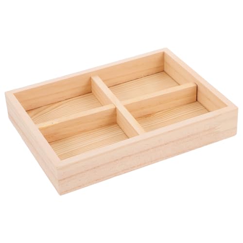 Zerodeko Serviertablett Aus Holz Organizer-tablett Mit 4 Fächern Geteilte Auffangschale Für Holzabschnitte Desktop-nähkasten Box Mit Tablett Aus Holzabschnitten Kiefernholz Ohrringplatte von Zerodeko