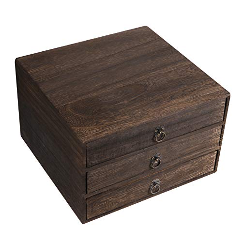 Zerodeko Stapelbare Schreibtisch- Aufbewahrungsbox aus Holz mit Schubladen Vintage- Bürobedarf Und Zubehör Briefablage Schreibtisch- Organizer aus Holz Schreibtisch- Organizer im von Zerodeko