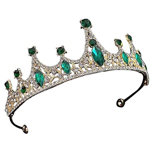 Zerodeko Tiara Königskrone Kinder Hochzeit Stirnband Brautkrone Haarschmuck Für Die Krone Urlaub Kopfbedeckung Kopfschmuck Für Die Braut Kopfbedeckung Für Mädchen Kinderkrone Green Strass von Zerodeko