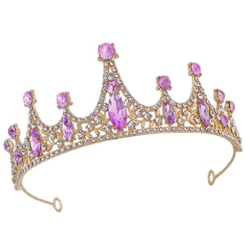 Zerodeko Tiara fasching kopfbedeckung fastnacht kopfbedeckung Mädchen Hochzeit Kopfschmuck für Blumenmädchen Stirnbänder mit Kinderkronen mit Strass besetzte Krone Zinklegierung von Zerodeko