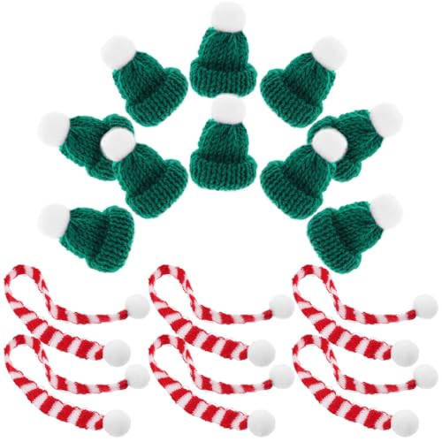 Zerodeko Weihnachts-Mini-Strickmütze Schal-Set Weihnachts-Mini-Schal Und Mütze Deko Puppenkleidung Accessoire Diy Niedliches Spielzeug- von Zerodeko