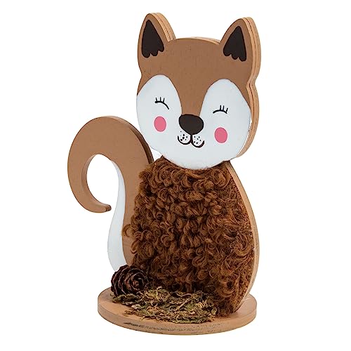 Zerodeko hölzerne Ornamente tierfiguren tiermotive Thanksgiving Decoration Soft Toy holzfiguren Wolf herbstliche Tischdeko Girlande Futterspender Tier schmücken Foto-Requisiten Plüsch Brown von Zerodeko