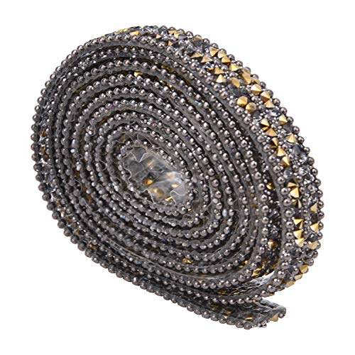 1 X 1 Cm Lange Kristallglas-Strasskette, Strass-Mesh-Wickelband mit Schmelzkleber, Geeignet Zum Dekorieren von Hochzeitskleidern, Formellen Kleidern, Armbändern (Goldener Diamant von Zerodis