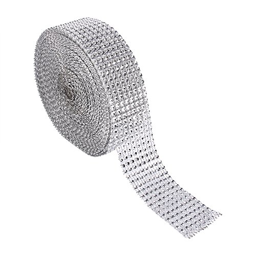 8 Reihen 10 Yard Diamond Mesh Wrap Rolle funkelnden Kristall Ribbon Acryl Ribbon für Hochzeitstorten DIY Kunsthandwerk Dekorationen(Silber) von Zerodis