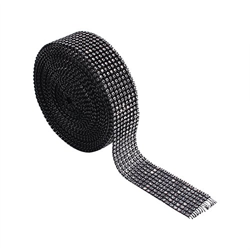 8 Reihen 10 Yard Diamond Mesh Wrap Rolle funkelnden Kristall Ribbon Acryl Ribbon für Hochzeitstorten DIY Kunsthandwerk Dekorationen(Schwarz) von Zerodis