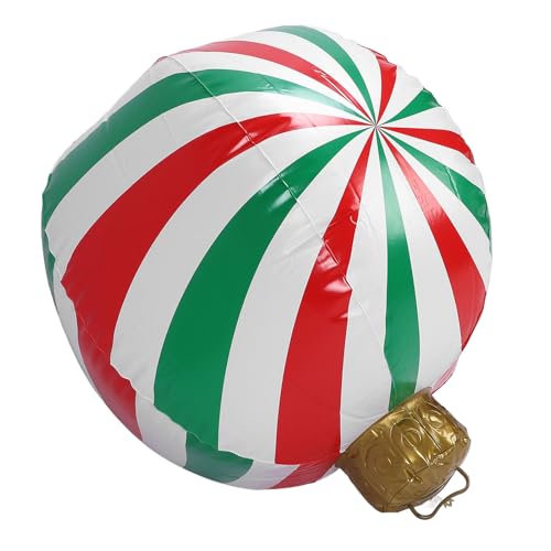 Aufblasbarer Weihnachtsball, Aufblasbarer Weihnachtsball, Lustig, Tragbar, 59,9 Cm für Rasen (Modell B Kräftige rote und grüne Streifen) von Zerodis