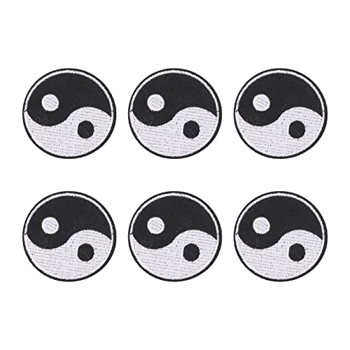 Bestickter Aufnäher, 6 Stück Tai Chi Yin Yang Muster Nähen Stoff Aufkleber Kleidung Reparatur Aufkleber Stickerei Abzeichen für DIY Applikation Handwerk Dekoration Kleidung Zubehör von Zerodis