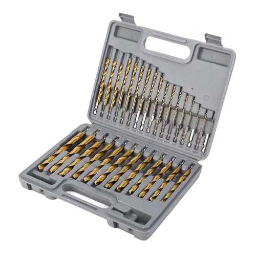 Bohrer Bit Set Haltlable Ti Coated HSS Hex Shank Impact Bits für Holzmetall -Plastik -Aufbewahrungsbox Enthalten von Zerodis