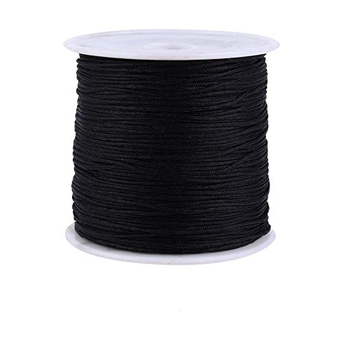 Chinesische Knotenschnur 100M x 0,8mm Rattail Trim Cord String aus Nylon Schwarz Chinesische Knotenschnur Schmuckherstellung Cord String von Zerodis