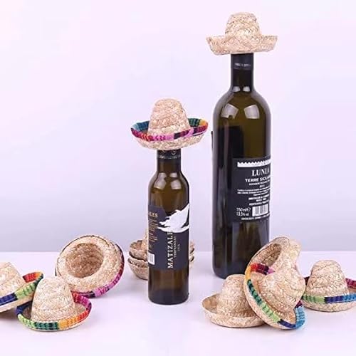 Dekorative Mini-Strohhüte, Set mit 6 Mini-Sombrero-Strohhüten in Leuchtenden Farben Im Mexikanischen Stil, Breiter Rand für DIY-Dekorationen. Verleihen Sie Bastelprojekten eine von Zerodis