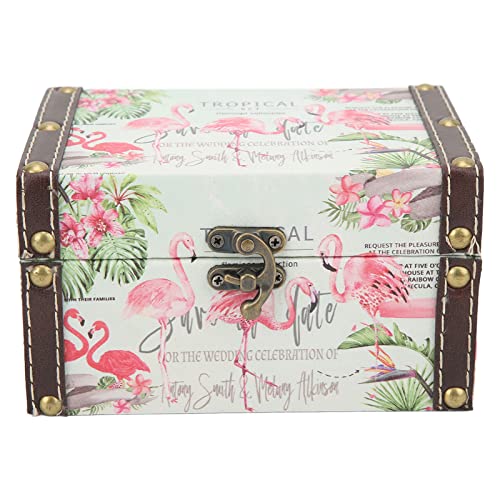 Kleine Schmuckschatulle Flamingo Schmuckschatulle Flamingo Print Ringhalter für Schmuck Britischer Stil Home Antik Vintage Holz Schmuckaufbewahrung Geschenkbox Heimdekoration Ringbox Print Halskette von Zerodis