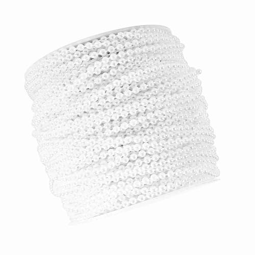 Künstliche Perlen Perlengirlande mit Perlenschnur Hochzeit Party Dekoration DIY 3mm 50M / Rolle (Weiß) von Zerodis