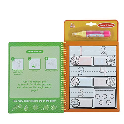 Magisches Wasser Doodle Malbuch Zeichnen mit Magic Drawing Stift Pädagogisches Spielzeug Früherziehung Kindertag für Kinder Kleinkinder Tragbar(Number) von Zerodis