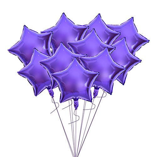 Sternballons, 10 Stück, Aufblasbare Fünf-Sterne-Luftballons, Aluminiumfolienballons für Babyparty, Geschlechtsoffenbarung, Hochzeitsball (PURPLE) von Zerodis