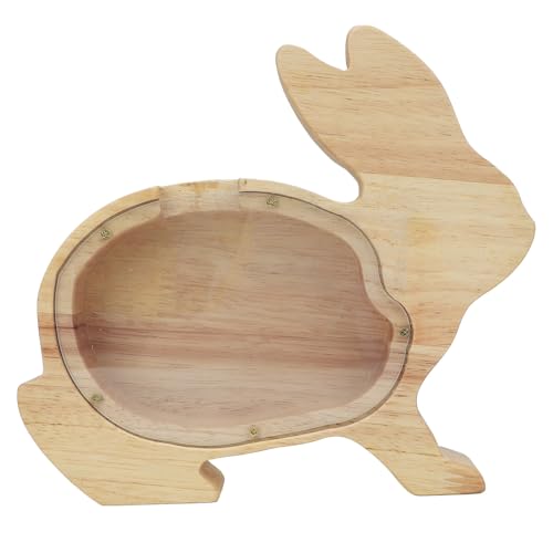 Tier-Spardose, Tier-Spardose aus Holz mit Transparentem, Gravierbarem Design, Niedliches Cartoon-Sparschwein für, Mädchen und Erwachsene (Kaninchen) von Zerodis