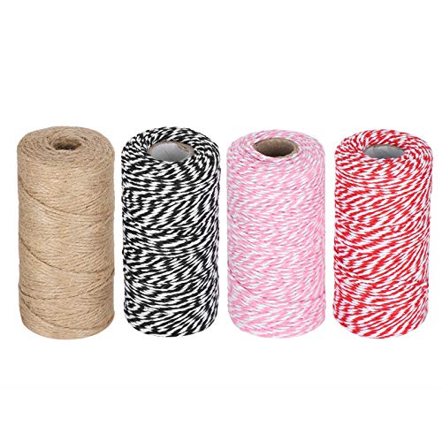 Zerodis 4 Stück Wickelschnur Schnur TwistCotton Baker Twine 4 Stück Wickelschnur Seil Baumwolle Bäckergarn Jute Bindfaden Kunst Handwerk Geschenk Schnur von Zerodis