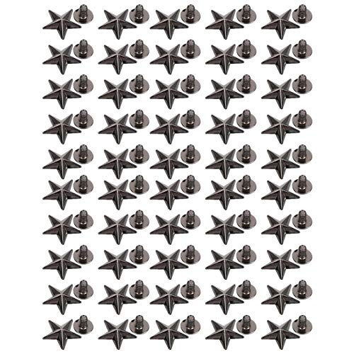 Zerodis 50 Set Sternnieten mit Schrauben, Zinklegierungsniete für Gehäusebolzen, Zinklegierung, Sternniete, Basteltasche, Schuh- und Dekorationszubehör, 14 Mm(Silber schwarz) von Zerodis
