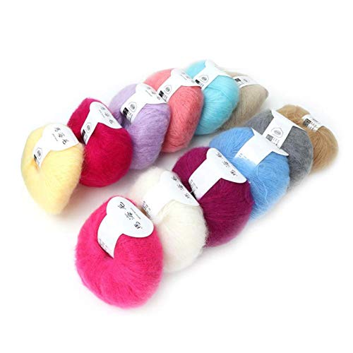 Zerodis Angora Mohair Wollgarn, Weiches Fingering Angora Garn Weich zum Stricken DIY Schal Pullover(1 Set of Twelve Colors) von Zerodis