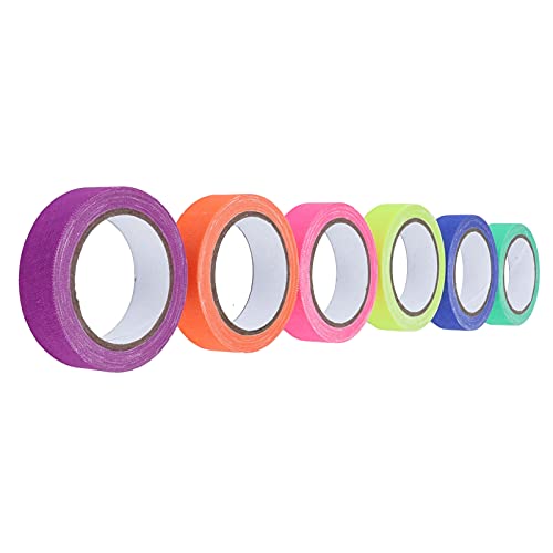 Zerodis Fluoreszierendes -Baumwollstoffband für Heimdekoration, Bühnenauftritt, Requisiten, 6 Stück Klebeband in 6 Farben für Warnband von Zerodis