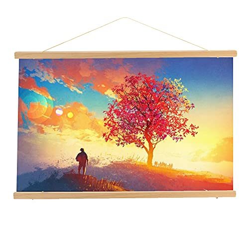 Zerodis Magnetische Holzrahmen Aufhänger Moderne Holz Malerei Rahmen DIY Bilderrahmen Wandhalter für Scroll Leinwand Druck Poster Wohnkultur Wandkunst(60cm) von Zerodis