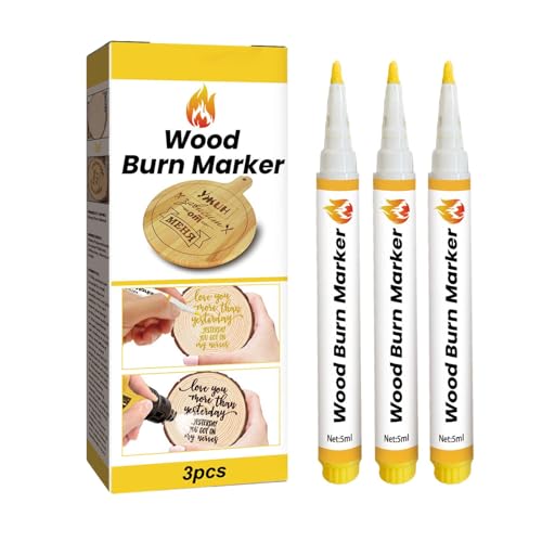 Zestivra Brandmalstift-Marker – 3 Stück 5 ml Holzbrennstift, sicheres Holzbrenn-Set, schnell für Holz, Künstler, Anfänger, Holzbrennstift, Holzuntersetzer, Schneidebrett von Zestivra