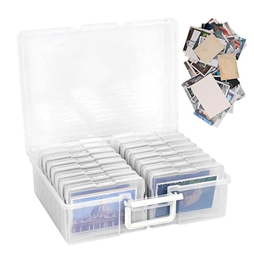 Fotohüllen – Foto-Boxen, Foto-Display-Box, transparente Behälterboxen, Foto-Aufbewahrungsbox mit Griff, Stempelaufbewahrung, Fotobox für Karten, Bilder, Organisation, Briefmarken-Aufbewahrung und von Zestvria