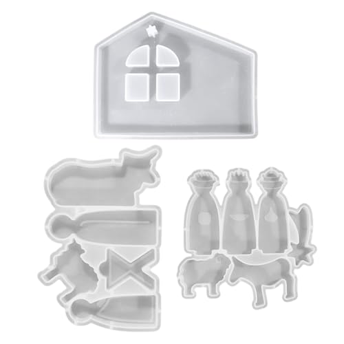 Krippen-Silikonform-Set – Weihnachts-Fondant-Formen für Kuchendekoration | Formen für Krippe und Geburt Jesu | Werkzeuge für Fondant und Weihnachtskuchendekoration von Zestvria