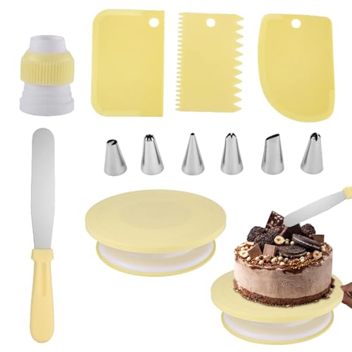 Kuchendekorations-Drehteller Kuchenständer - Kuchendrehtisch mit Anti-Rutsch-Pads, sanfte und leise Rotation, Backzubehör 12 Stück/Set, Comre von Zestvria