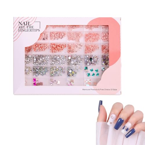 Nagelschmuck für Nagelkristalle mit 36 Fächern, glänzendes Nagelschmuck-Set mit Organizer, Nagelschmuck, Zubehör zur Dekoration, 5 Stück von Zestvria