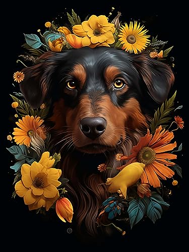 Zeyevan Diamond Painting Hund Zubehör Bilder, DIY 5D Diamant Painting Bilder Tier Kreuzstich Strass Stickerei Handwerk Für Home Office Wanddekoration 30x40cm von Zeyevan