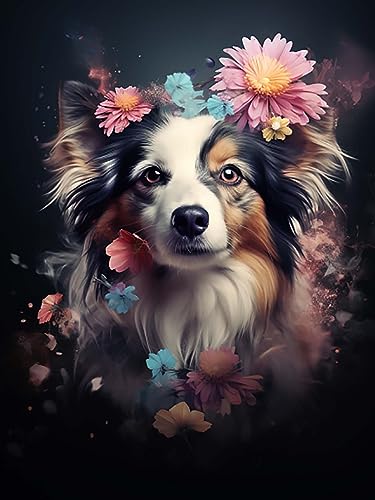 Zeyevan Diamond Painting Hunde Zubehör Bilder, DIY 5D Diamant Painting Bilder Lebewesen Kreuzstich Strass Stickerei Handwerk Für Home Office Wanddekoration 30x40cm von Zeyevan