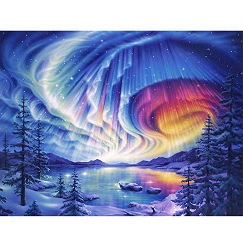 Zeyevan Diamond Painting Polarlicht, 5D DIY Diamant Painting Landschaft Kit, Diamant Malerei Strass Kristallmalerei Kreuzstich Kunsthandwerk 30x40 cm von Zeyevan