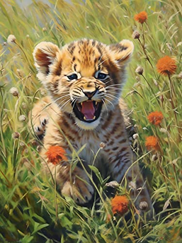 Zeyevan Diamond Painting Tiger Zubehör Bilder, DIY 5D Diamant Painting Bilder Tiere Kreuzstich Strass Stickerei Handwerk Für Home Office Wanddekoration 30x40 cm von Zeyevan