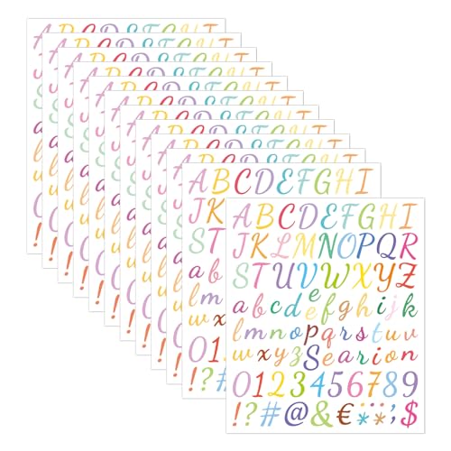 12 Blätter Selbstklebende Buchstaben Aufkleber Vinyl Klebebuchstaben Wetterfest Alphabet Aufkleber Selbstklebende Buchstaben Nummern Aufkleber von Zfseyuh