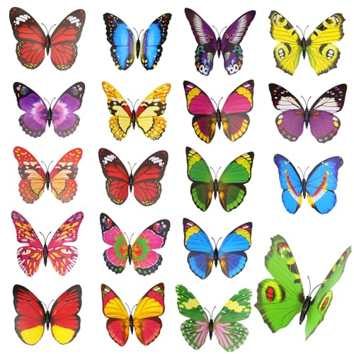 Zfseyuh 20Stk Schmetterlinge Deko 12CM Schmetterlinge mit Clip PVC Künstliche Schmetterling Bunt Schmetterling zur Zweige für Home Blumentopf Frühling Deko Handwerk Dekoration von Zfseyuh