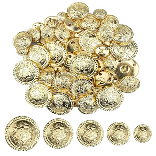 Zfseyuh 50 Stück Goldene Knöpfe zum Annähen,Goldene Knöpfe Blazer für Jacke Mantel Blazer Uniformmantel 15mm 18mm 23mm 25mm 30mm von Zfseyuh