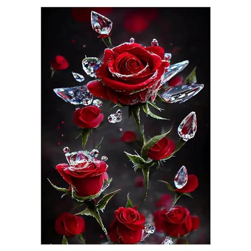 Zfseyuh 5D DIY Diamond Painting Kits Rote Rose Diamond Painting 30x40cm Kreuzstich Stickbilder für Die Inneneinrichtung,Erwachsene Decoration Geschenk,DIY Handgefertigt von Zfseyuh