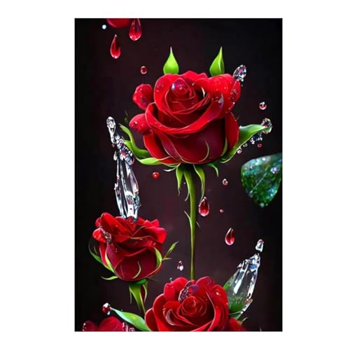 Zfseyuh Diamond Painting Rose Blumen,5D Diamond Painting Erwachsene Kits,Diamond Painting Bilder Geeignet für Anfänger Schlafzimmerwanddekoration 30 x 40 cm von Zfseyuh